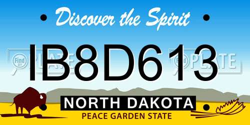 IB8D613 North Dakota License Plate