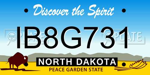 IB8G731 North Dakota License Plate