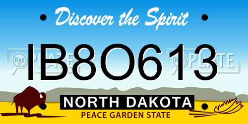 IB8O613 North Dakota License Plate