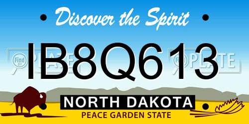 IB8Q613 North Dakota License Plate