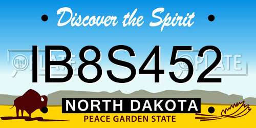 IB8S452 North Dakota License Plate