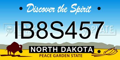 IB8S457 North Dakota License Plate