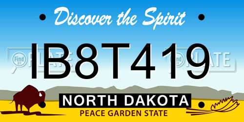 IB8T419 North Dakota License Plate
