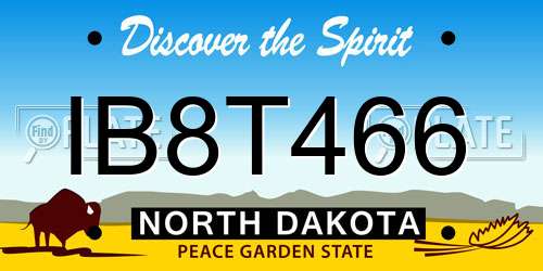 IB8T466 North Dakota License Plate
