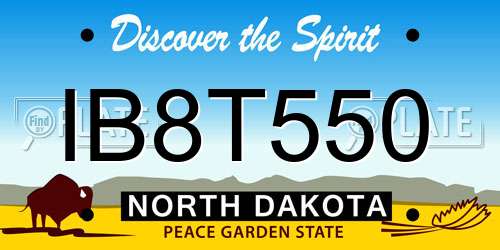 IB8T550 North Dakota License Plate