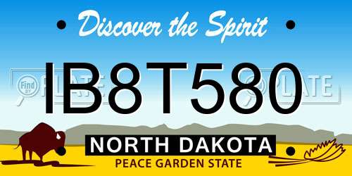 IB8T580 North Dakota License Plate