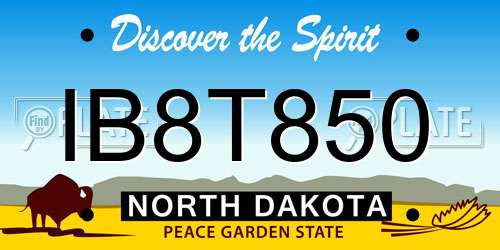 IB8T850 North Dakota License Plate
