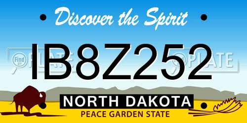 IB8Z252 North Dakota License Plate