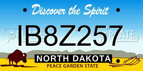 IB8Z257 North Dakota License Plate