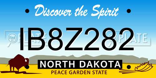 IB8Z282 North Dakota License Plate