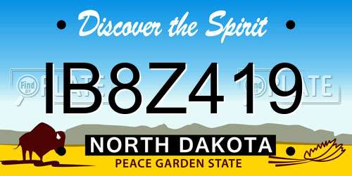 IB8Z419 North Dakota License Plate