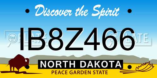IB8Z466 North Dakota License Plate