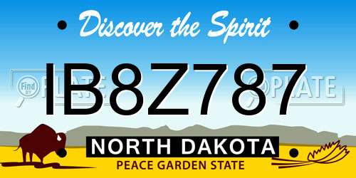 IB8Z787 North Dakota License Plate