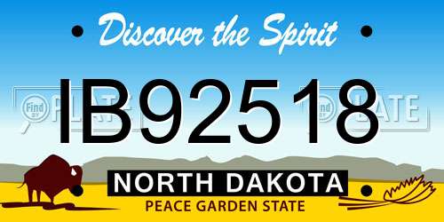 IB92518 North Dakota License Plate