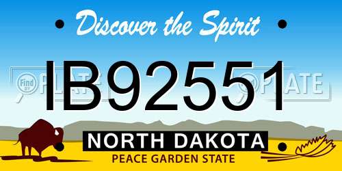IB92551 North Dakota License Plate