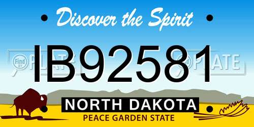 IB92581 North Dakota License Plate