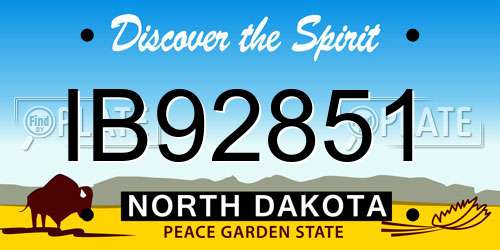 IB92851 North Dakota License Plate