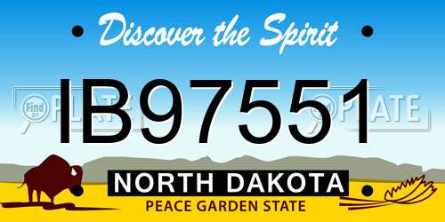 IB97551 North Dakota License Plate