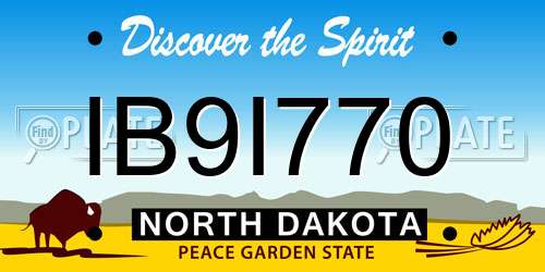 IB9I770 North Dakota License Plate
