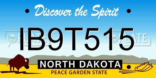 IB9T515 North Dakota License Plate
