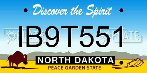 IB9T551 North Dakota License Plate