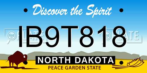 IB9T818 North Dakota License Plate