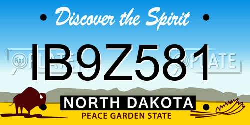 IB9Z581 North Dakota License Plate