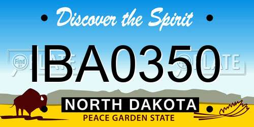 IBA0350 North Dakota License Plate