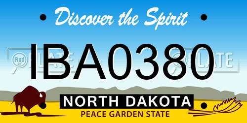 IBA0380 North Dakota License Plate