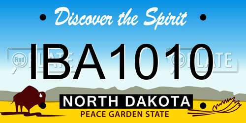 IBA1010 North Dakota License Plate