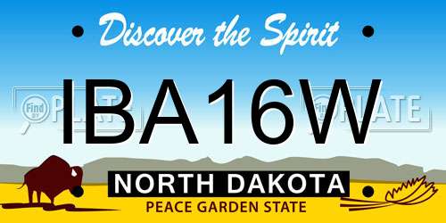 IBA16W North Dakota License Plate