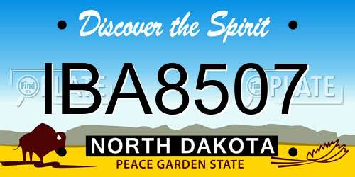 IBA8507 North Dakota License Plate