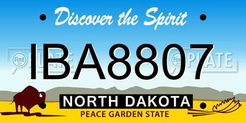 IBA8807 North Dakota License Plate