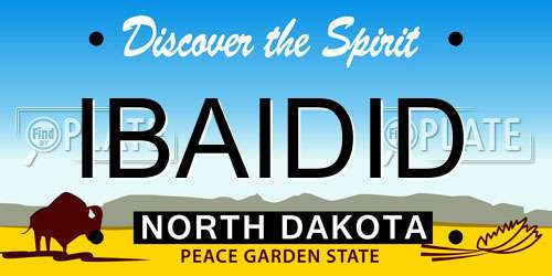 IBAIDID North Dakota License Plate