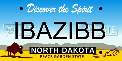 IBAZIBB North Dakota License Plate