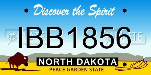 IBB1856 North Dakota License Plate