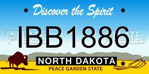 IBB1886 North Dakota License Plate