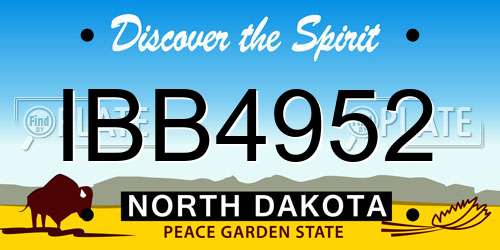 IBB4952 North Dakota License Plate