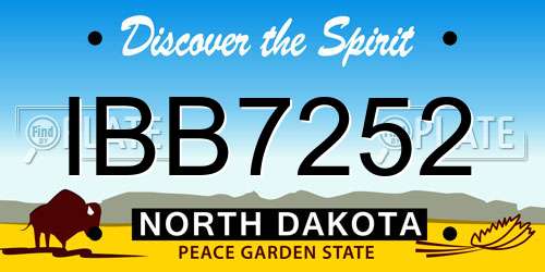 IBB7252 North Dakota License Plate