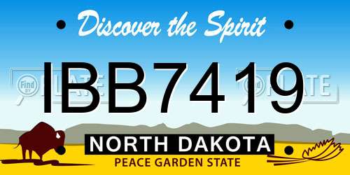 IBB7419 North Dakota License Plate