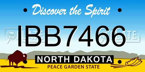 IBB7466 North Dakota License Plate