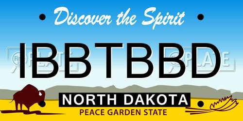 IBBTBBD North Dakota License Plate