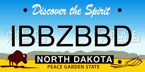 IBBZBBD North Dakota License Plate