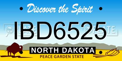 IBD6525 North Dakota License Plate