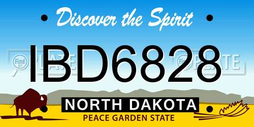 IBD6828 North Dakota License Plate