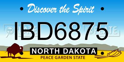 IBD6875 North Dakota License Plate