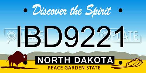 IBD9221 North Dakota License Plate