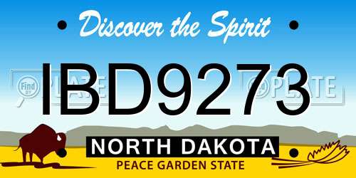 IBD9273 North Dakota License Plate