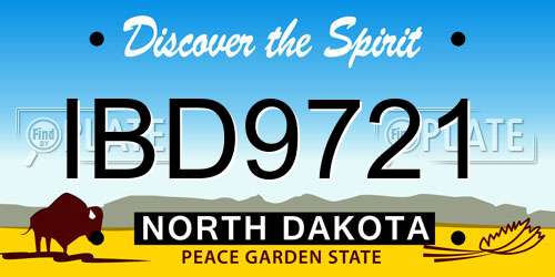 IBD9721 North Dakota License Plate