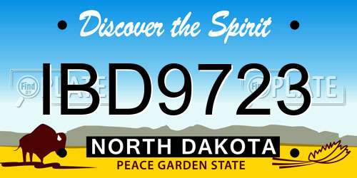 IBD9723 North Dakota License Plate